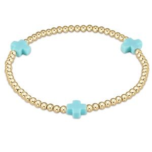 enewton signature cross gold pattern 3mm bead bracelet